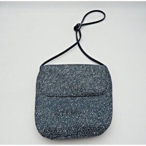 Talbots Purse Cross Body Blue Paper Straw Shoulder Bag Lined Lightweight Snap‎